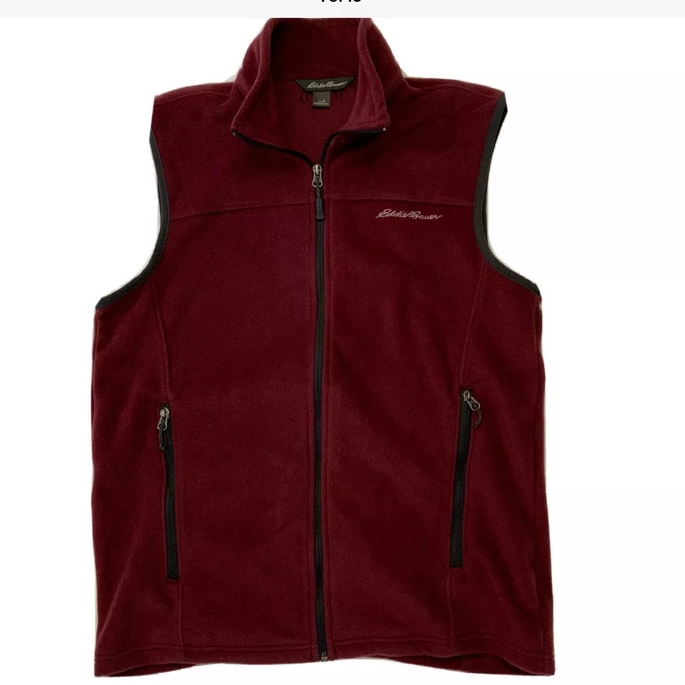 Eddie Bauer Fleece Vest Burgundy 
Size Small 100% Polyester